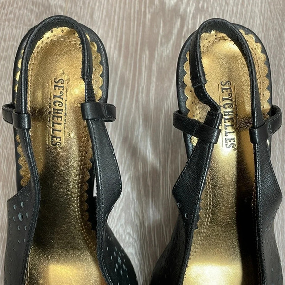 NWOT Seychelles Black Leather Slingback Pumps Heels 7.5 - Picture 6 of 16
